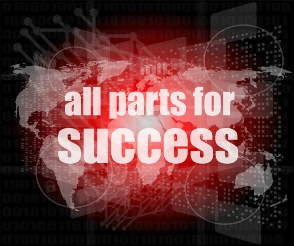 All parts for success text on digital touch screen interface — Stock Photo, Image