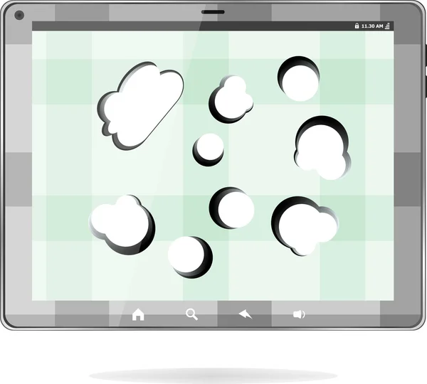 Cloud-computing connection on the digital tablet pc. Conceptual image. Isolated on white. — Stock Photo, Image