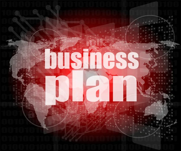 Business plan sull'interfaccia touch screen digitale — Foto Stock