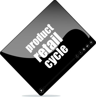 video kitle iletişim araçları oyuncu ile ürün perakende web için word döngüsü