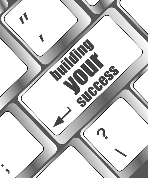 Construir sus palabras de éxito en el botón o la llave que muestra la motivación para el trabajo o el negocio — Foto de Stock