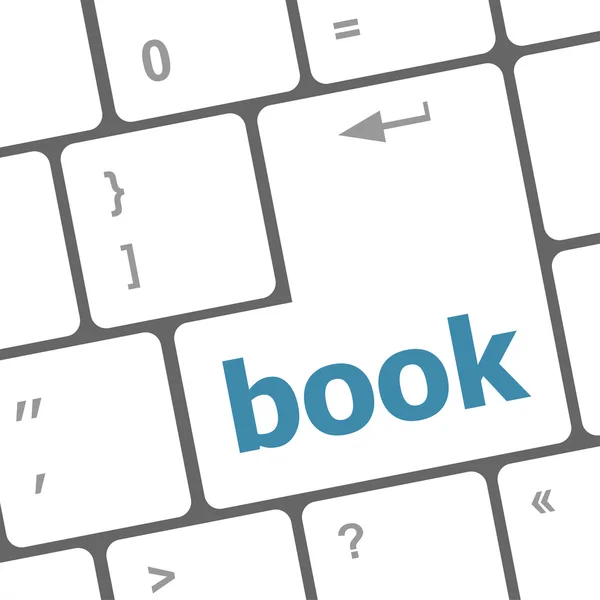 Book word on keyboard key, notebook computer button — Stock Photo, Image