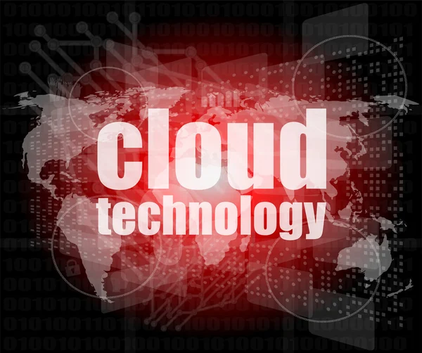 Kelime bulut teknolojisi dijital ekranda, bilgi teknolojisi konsepti — Stok fotoğraf