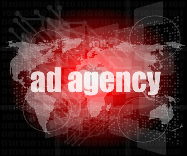 Pixeled word Ad agency on digital screen 3d render — Stock Photo, Image