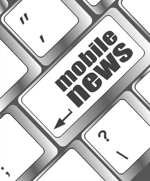 Palabra de noticias móviles en el teclado negro y botón verde — Foto de Stock