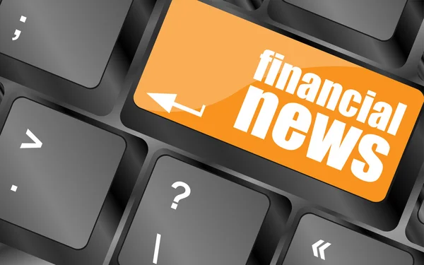 Financial news button on computer keyboard — Stock Photo, Image
