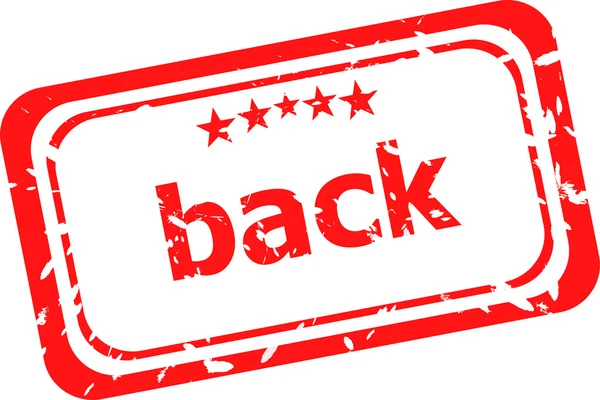 Back word no selo grunge de borracha vermelha — Fotografia de Stock