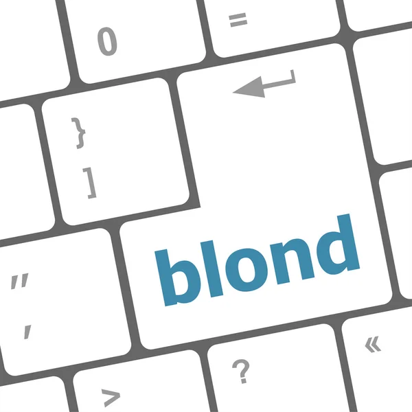 Blonďatá slovo na klíč, zápisník počítač tlačítko klávesnice — Stock fotografie