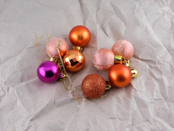 Christmas balls on vintage paper, new year decoration — Stock Photo, Image