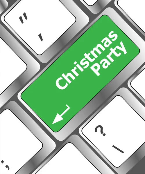 Computer keyboard key with christmas party words — Stock Photo, Image