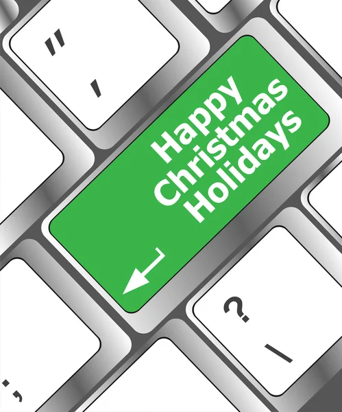 Gelukkig Kerstmis vakantie knop op computer toets op het toetsenbord — Stockfoto