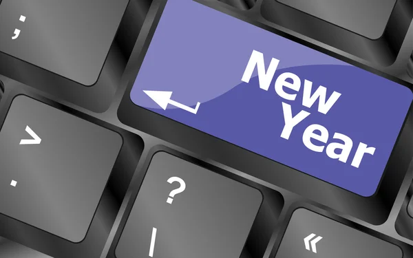 Feliz año nuevo mensaje, teclado entrar clave — Foto de Stock