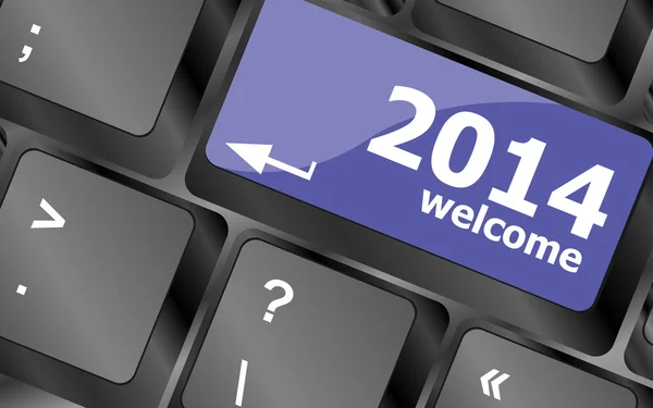 New year concept: welcome 2014 key on the computer keyboard — Stock Photo, Image