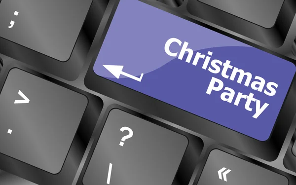 Computer keyboard key with christmas party words — Stock Photo, Image