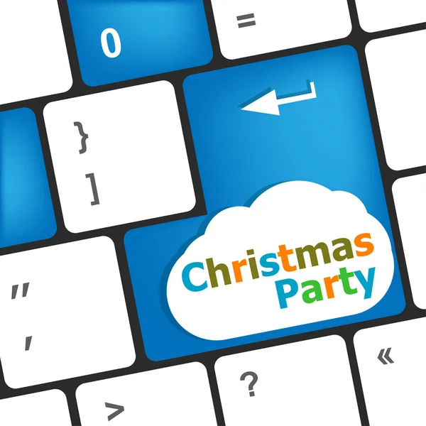 Computer keyboard key with christmas party words — Stock Photo, Image