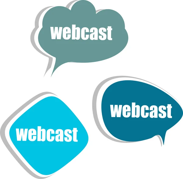 Webcast Wort auf moderne Banner-Design-Vorlage. Aufkleber, Etiketten, Tags, Wolken — Stockfoto