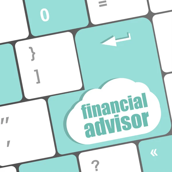 Keyboard key with financial advisor button — Stock Photo, Image