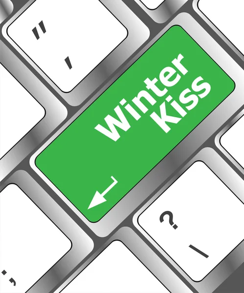 Winterkuss auf der Tastatur des Computers — Stockfoto