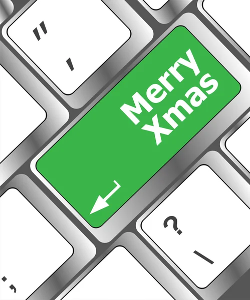 Merry christmas meddelande, tangentbordet ange nyckel knappen xmas — Stockfoto