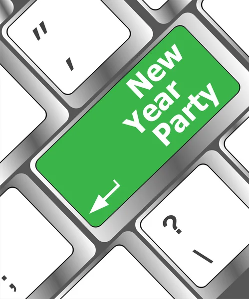 Computer keyboard key with new year party words — Stock Photo, Image