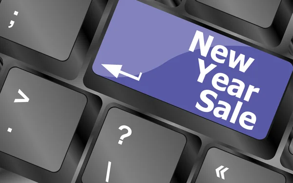 Computer keyboard with holiday key - new year sale — Stock Photo, Image