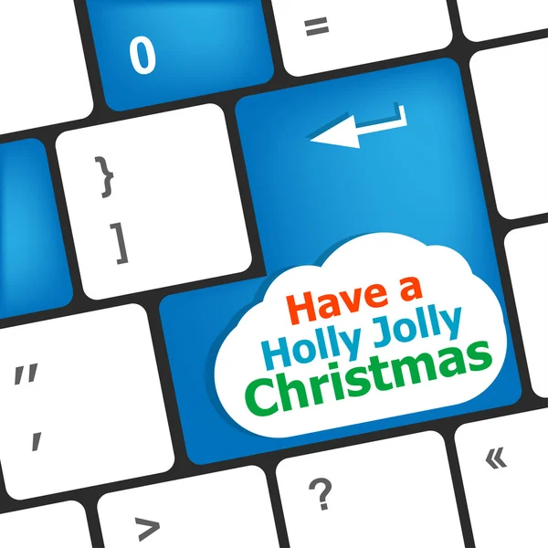 Tecla del teclado de la computadora con tener un acebo alegre palabras de Navidad — Foto de Stock