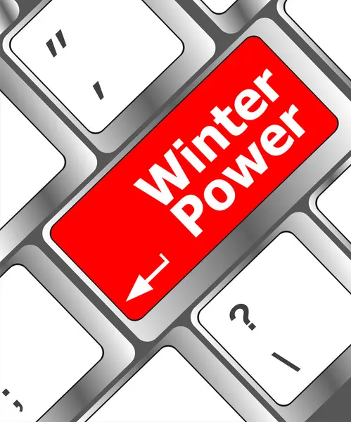 Winter power on computer keyboard key button — Stock Photo, Image