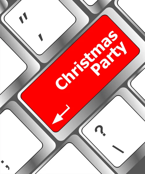 Computer keyboard key with christmas party words — Stock Photo, Image