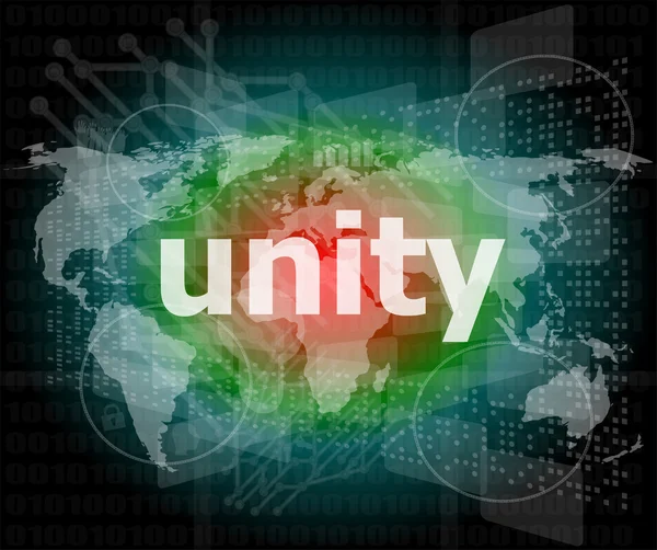 Unity text on digital touch screen - üzleti koncepció — Stock Fotó