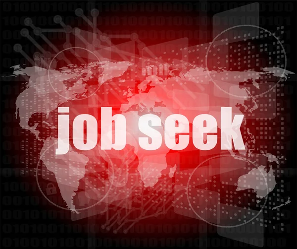 Job seek word on touch screen, modern virtual technology background — Stock Photo, Image