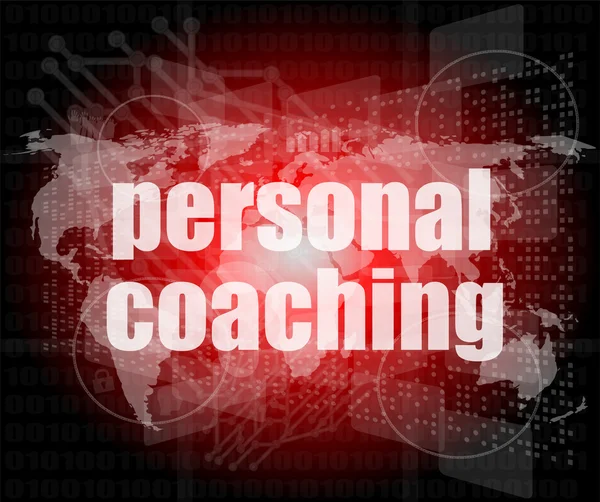 Palavra personal coaching na tela digital 3d, conceito de negócio — Fotografia de Stock