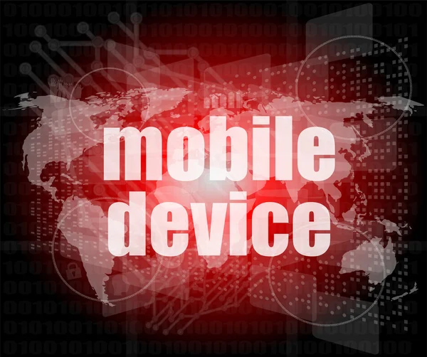 Woord mobiele apparaten op digitaal scherm 3d — Stockfoto