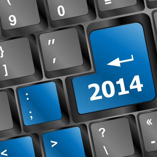 Nouvelle année concept : 2014 touche sur le clavier de l'ordinateur — Photo