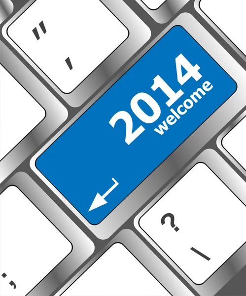 Концепция нового года: добро пожаловать в 2014 на клавиатуре компьютера — стоковое фото