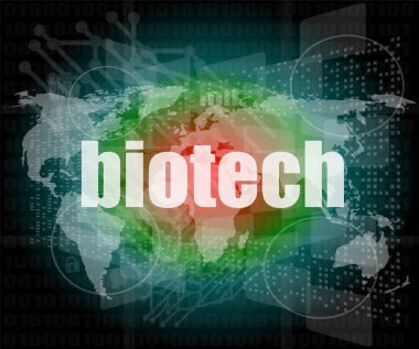 dijital dokunmatik ekran arayüzü üzerindeki biyo-teknik kelimeler