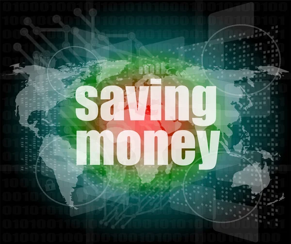 Geld sparen bei digitaler Touchscreen-Oberfläche — Stockfoto