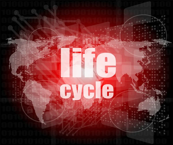 Cykl życia słowa na cyfrowy ekran dotykowy — Zdjęcie stockowe