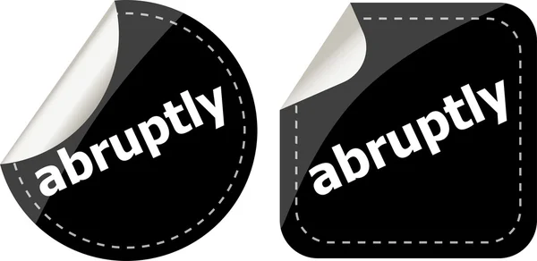 Black abruptly stickers set on white, icon button — Stock Photo, Image