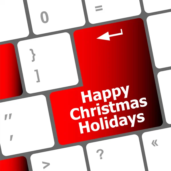 Zadowolony Boże Narodzenie wakacje przycisk na klawiaturze komputera — Zdjęcie stockowe