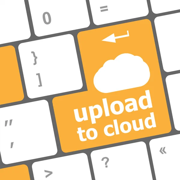 Uppladdning till molnet, datorns tangentbord för cloud computing — Stockfoto