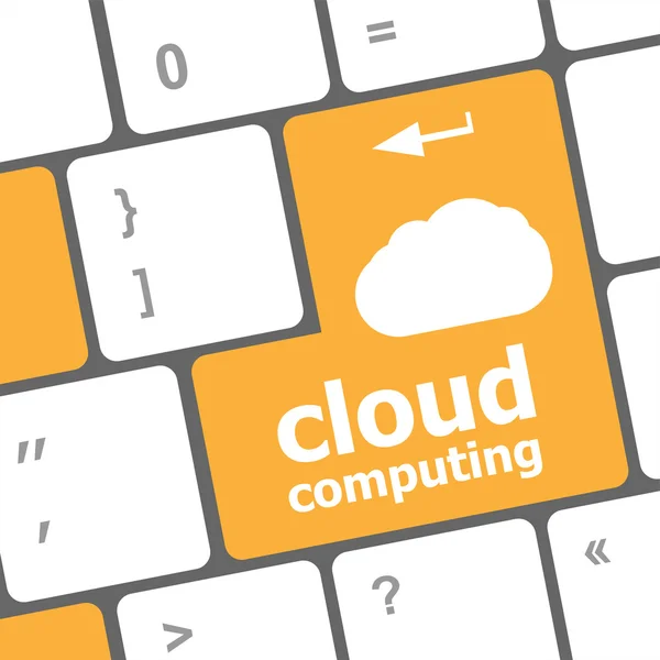 Cloud computing concept weergeven van wolk pictogram op sleutel computer — Stockfoto