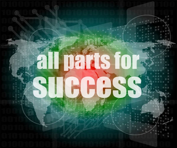 All parts for success text on digital touch screen interface — Stock Photo, Image