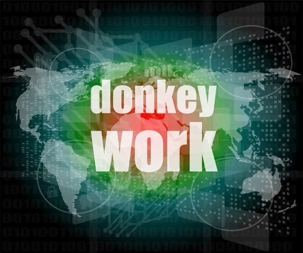 Texto de trabajo burro en la interfaz de pantalla táctil digital — Foto de Stock