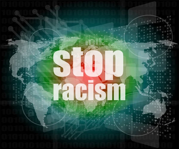 停止数字触摸屏上的种族主义词，社会概念 — 图库照片