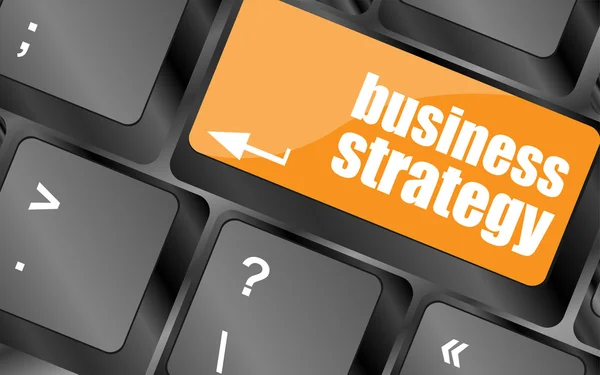Estrategia de negocio - conceptos de negocio en teclado de computadora, concepto de negocio — Foto de Stock