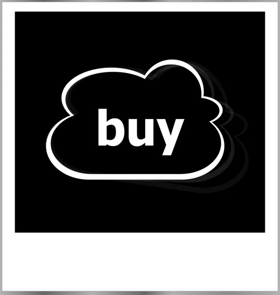 Moldura da foto com palavra da compra, conceito do negócio — Fotografia de Stock