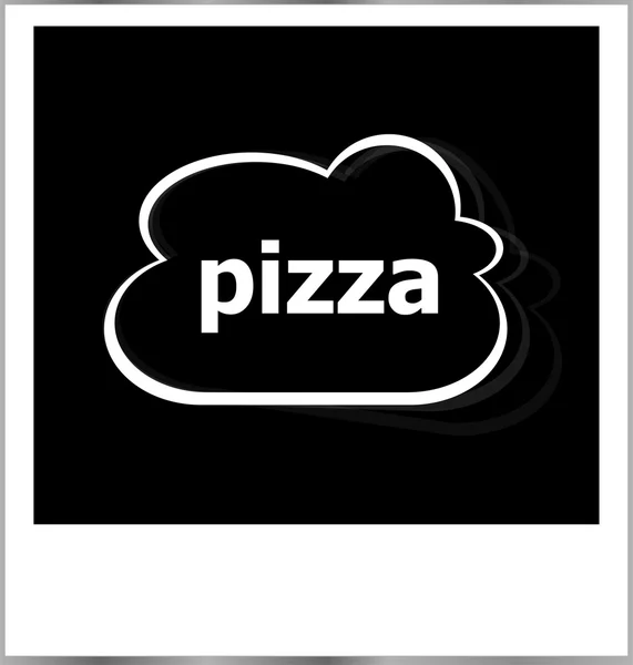 Instant photo frame with cloud and pizza word — Stock Photo, Image