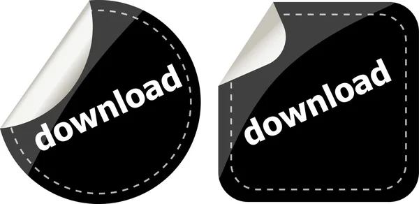 Palavra de download em adesivos pretos conjunto de botões, rótulo, conceito de negócio — Fotografia de Stock
