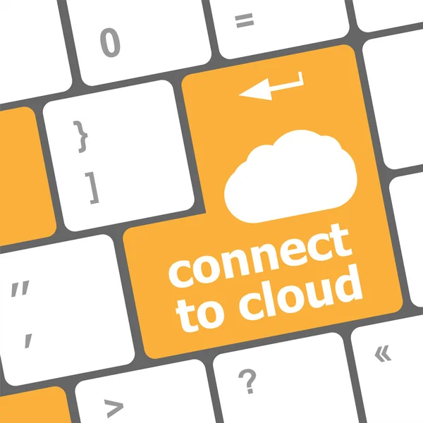 Połączyć chmura, klawiatura komputera dla cloud computing — Zdjęcie stockowe