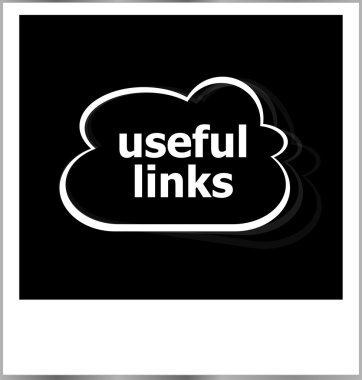 bulut ve faydalı linkler word, Internet kavramı ile anlık fotoğraf çerçevesi